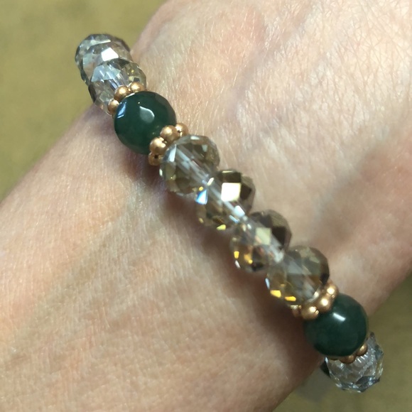 Turquoise & Green Crystal Beads and A Shade of Brown With gold accents - Picture 6 of 9